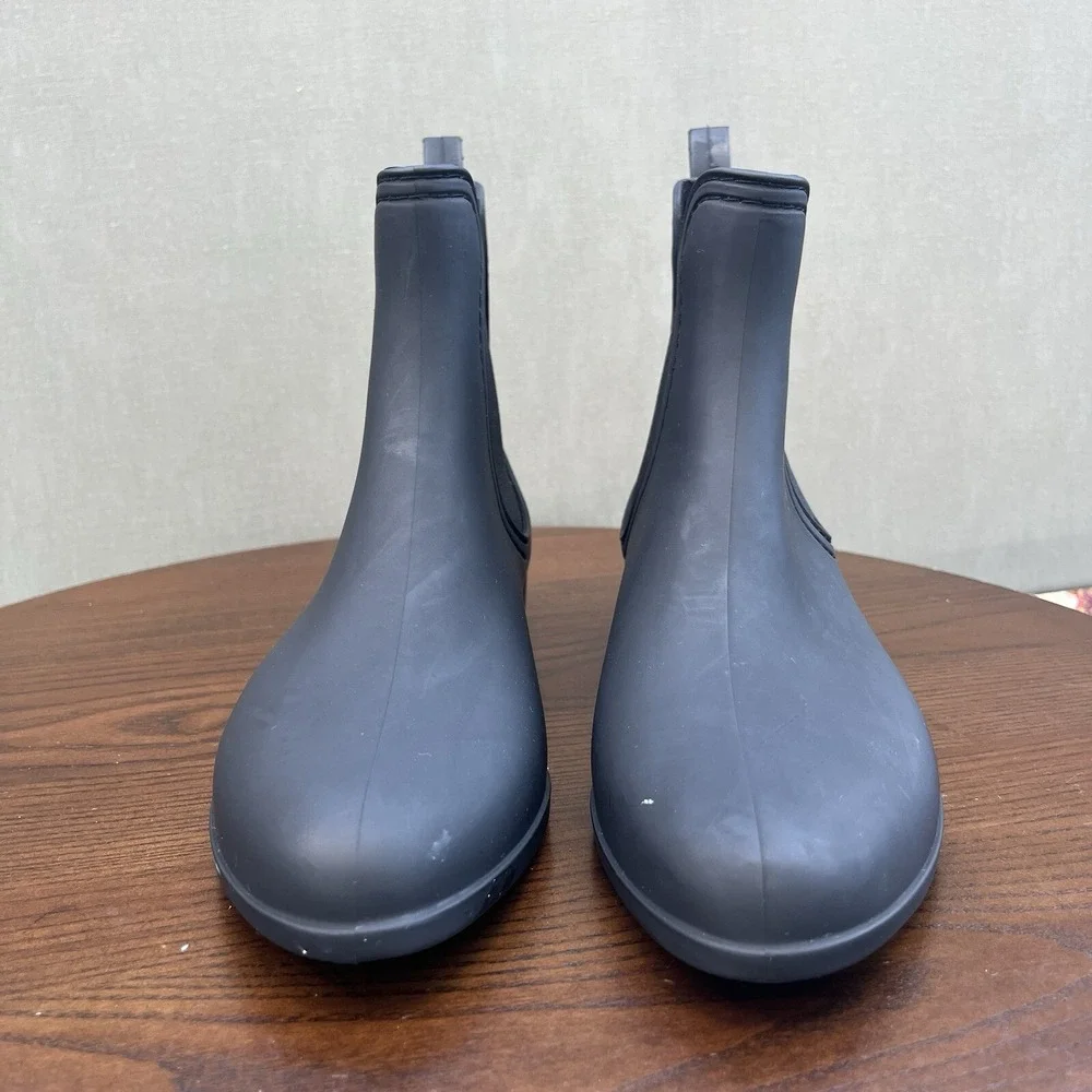 Jeffrey Campbell Chelsea Boots Women's 10 Black Rubber Ankle Rain Pull On Bootie